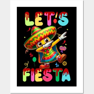 Let's Fiesta Dabbing Cinco De Mayo Mexican Party Posters and Art